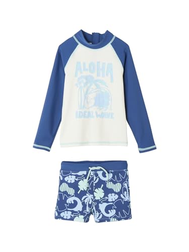 VERTBAUDET Badeanzug, UV-Schutz, T-Shirt + Boxershorts für Jungen, blau, 10 Jahre