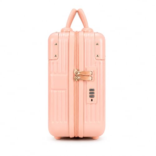 Image of Portable Hard Shell Cosmetic Bag Travel Case, Small Travel Hand Luggage with Elastic Band, Mini Abs Carrying Makeup Case Suitcase (B-Skin)