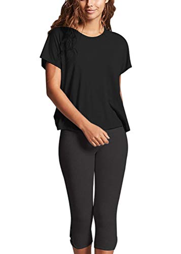 Mippo Womens Open Back Workout Tops Loose Short Sleeve Athletic Gym T Shirts