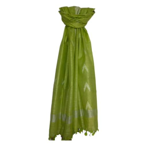 Women's Bhagalpuri Linen Cotton Blend Handloom Ikkat Dupatta with Zari Design, 2.25 Metres