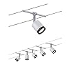 Paulmann 3981 TubeLED Système d’éclairage à spots sur câble – Set d’éclairage par fil sous tension avec 5 lampes suspendues – Plafonniers LED modernes et éco-énergétiques en plastique blanc/chrome