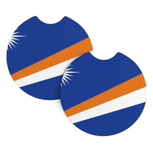Dessous de verre drapeau des îles Marshall pour voiture, antidérapant, sans odeur, portable et créatif