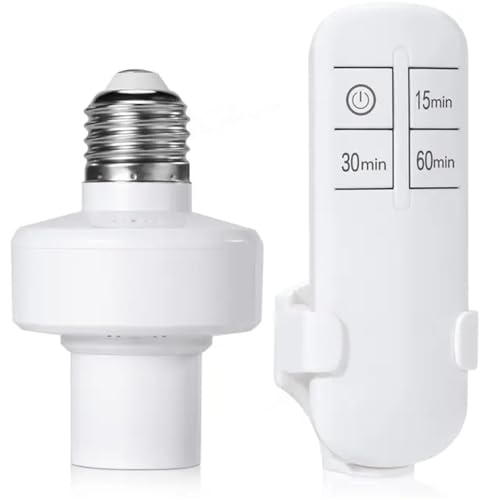 SZXJY Remote Control Light Socket with 15 30 60 Minute Timer E26 E27 Bulb Holder Wireless Wall Switch for Closet Basement Attic Stairwell Lighting (110V 1Pack)