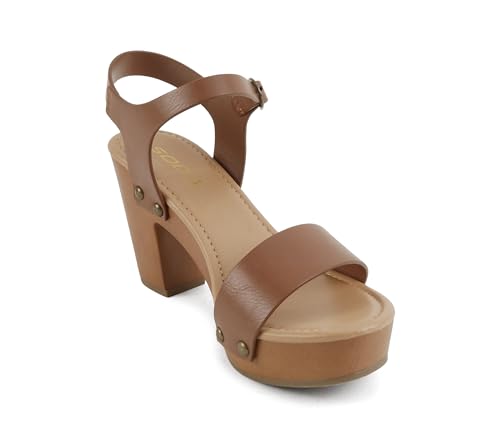 Image of Soda CHIVAS ~ Women's Bold Buckles Studded Wedge Sandal