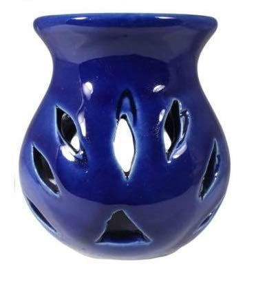 Image of Pure Source India Ceramic Clay Oil Burner Aroma Diffuser (Navy Blue) Set of 2