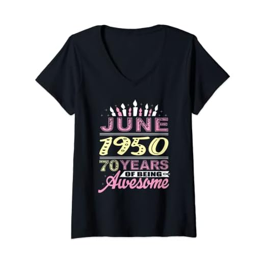Mujer Junio 1950 70 años 70 cumpleaños fiesta regalo vela Camiseta Cuello V