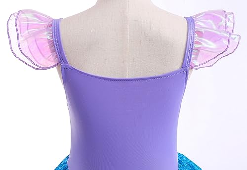 Huutiomys Little Girl Luxury Mermaid Costume Princess Dress for Girls with Accessories (Blue, 5-6 Years) by Huutiomys - Image 3