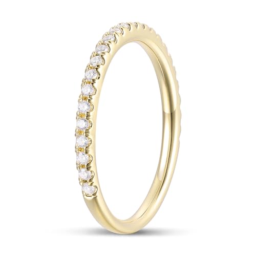 14K White Gold Eternity Band Rings 2mm Half Eternity Bands 14K Gold Moissanite Wedding Band for Women2