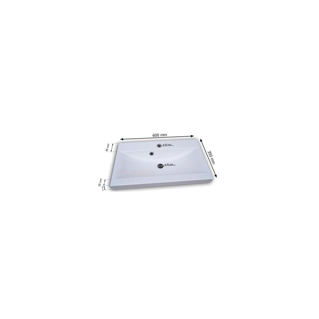 Meublorama Lavabo 60cm Collezione Raven, Colore Bianco