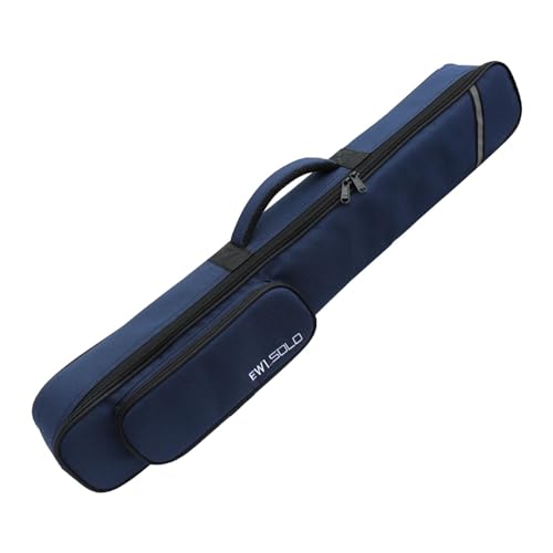Perfk サックス クラリネット 収納ケース ストレート ソプラノ サックス ケース、屋外ステージ用の外側ポケット付き軽量ジッパー, 藍色