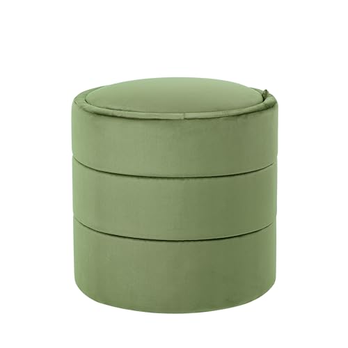 Image of HomePop 18 inch Storage Round Ottoman - Green Velvet