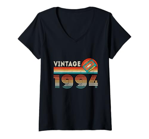 Mujer Cinta de casete retro de cumpleaños vintage de 1994, regalos de 30 años Camiseta Cuello V