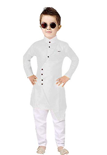Image of Boy's Fancy Kurta Pyjama Set with Classis Cross Pattern Look