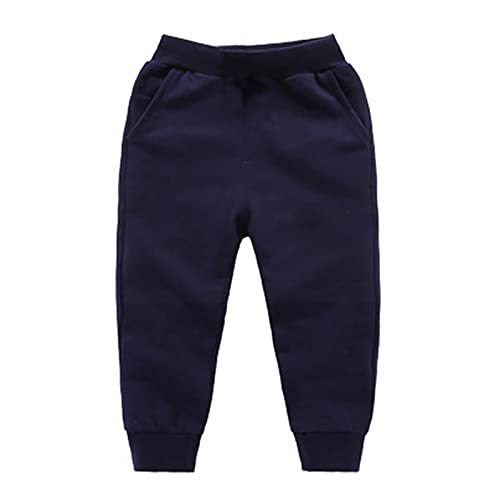 Kids Jogger Sweatpants Comfortable Cotton Pull-On Pants with Elastic Waist Solid Color Fleece Lined for Toddler & Youth