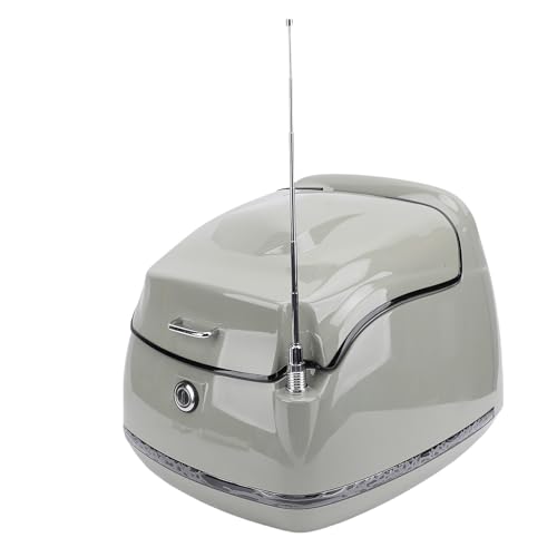 Wisoqu 38L Universal Motorcycle Top Case, Water Proof Detachable Motorcycle Top Box with Lock and Key, Retro Trunk Storage Case for Motorcycle, Electric Bike, Scooter (Grey)