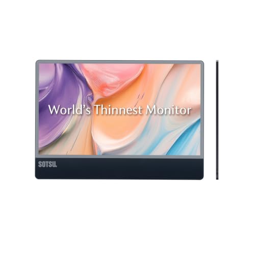 Image of SOTSU UltraSlim 12.5 inch Portable Monitor | Ultra-Thin Lightweight Aluminum Design | FHD 1920x1080 IPS | 5W Power Efficient | Glass Cover | Compatible with Laptop, Phone & DeX | Travel & Remote Work