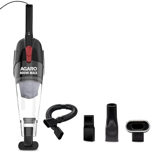 AGARO Regal 800 Watts Handheld Vacuum Cleaner, for Home Use, Dry Vacuuming, 6.5 kPa Suction Power, Lightweight, Lightweight & Durable Body, Small/Mini Size (Black)