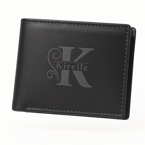 Custom Wallets for men | Engrave Name or Initials, Unique Monogram Gift for Him, Dad, Husband, Boyfriend | Personalized Leather Wallet Ideal for Birthday, Christmas, Anniversary, Wedding, Graduation