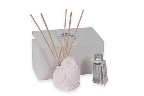 Dimensioni gesso: 8x7cm Mimì Maison - Diffusore di Profumo in Gesso a Forma di Gufo con Bastoncini (Melograno)