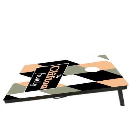 VictoryStore Cornhole Games - Custom Family Cornhole Bag Toss Game - Custom Photo Cornhole - Geometric Bag Toss Corn Hole Game