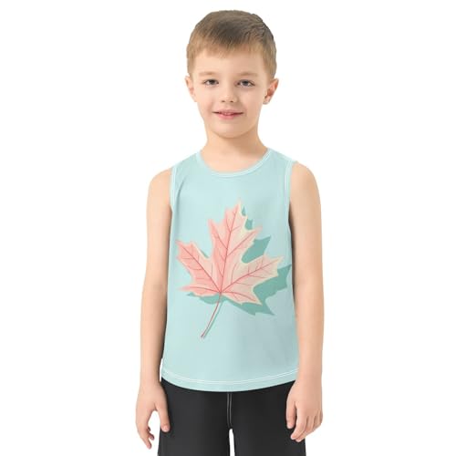 Boys Tank Top Shirts Maple Leaf Blue Sleeveless T-Shirts Crew Neck for Kids Clothing Children2
