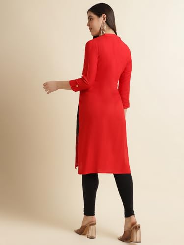 Image of Fabclub Women's Rayon Solid Plain Straight Kurti