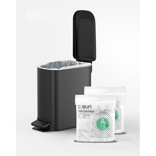 Cesun Tailored Trash Bags with Black Bathroom Trash Can Set Modern Waste Bin