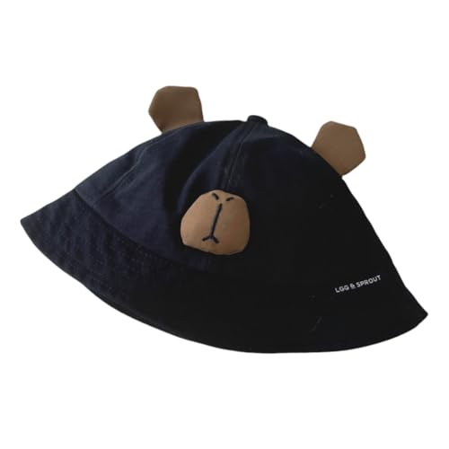 Cotton Kids Fisherman Hat with Big Brim for Sun Protections, Comfortable and Breathable Infant Baby Bucket Caps Black