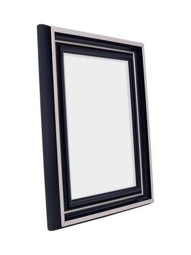 Image of GOLDEN PEACOCK 5x7 Inch Photo Frame - Antique Piano Black with Metallic Silver Border | Premium Tabletop & Wall Hanging Picture Frame for Home Decor, Office & Gifting