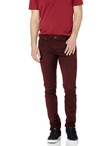 WT02 Men's Basic Color Twill Stretch Span Pants, Burgundy, 38x32