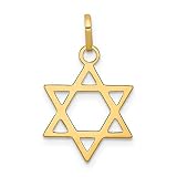14k Solid Yellow Gold Polished Star Of David Charm 21x14mm