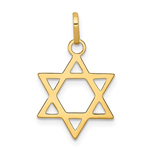 14K Solid Yellow Gold Polished Star Of David Charm 21X14Mm #TOP18