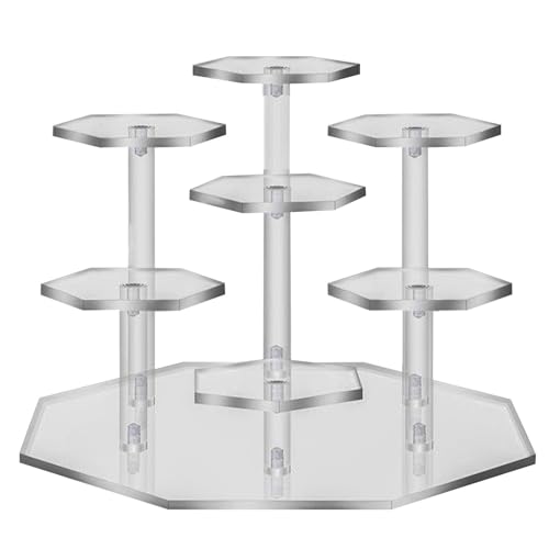 Kytpyi Expositor, Acrílico Vitrina Expositora para Colecciones, 7 Niveles 5cm Rombo Vitrina para Perfumes Figuras, Soporte de Exhibición de Acrílico Fácil de Instalar Robusto para Hogar Encimera