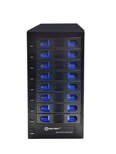 Image of 8 Bay Tool Less Tray Hot Swapable 2.5 inch and 3.5 inch SATA Hard Drive External USB-C 3.2 (10Gbps) Hard Drive Enclosure. Support up to 8X 22TB Capacity.