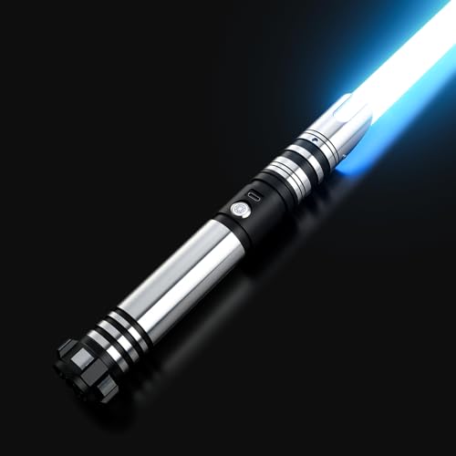 CHINEYDY Color Sounds Changing Smooth Swing Lightsabers - Heavy Duty Metal Hill FX Dueling Motion Control Light Saber with 16 Sounds Fonts and 16 RGB Infinite Color Adults Cosplay(Black)