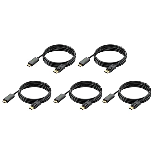 Displayport To Hdmi Cable 6Ft 5-Pack, Display Port (Dp) To Hdmi Cable 6 Feet Adapter For All Displayport Laptop/Computer To Monitor/Hdtv/Projector With Hdmi #TOP6
