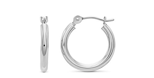 Image of 14k White Gold Classic Round Hoop Earrings