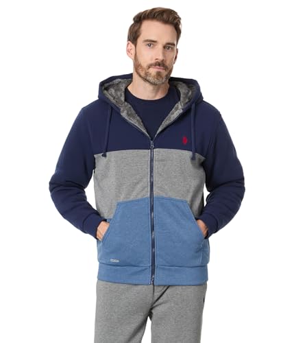 U.S. Polo Assn. Men's USPA Color-Block Full Zip Sherpa Hoodie