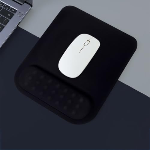 Image of Mouse Pad with Gel Wrist Rest Support, Ergonomic Mouse Cushion with Non Slip Rubber Base Mouse Pad for Laptop, Computer, Gaming, Office (Black, Rectangular)