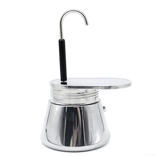 Drivstraw Cafetera de acero inoxidable de un solo tubo para 1-4 tazas, cafetera espresso estilo Moka con interior y filtro extraíble de fácil enjuague, compacta