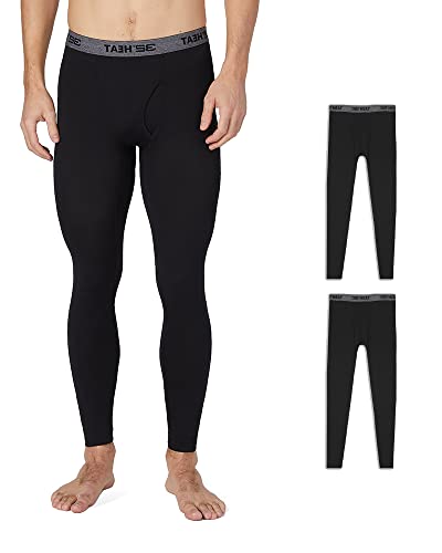 32 Degrees Men's 2-Pack Performance Lightweight Thermal Baselayer Legging Pant, Black/Black, X-Large