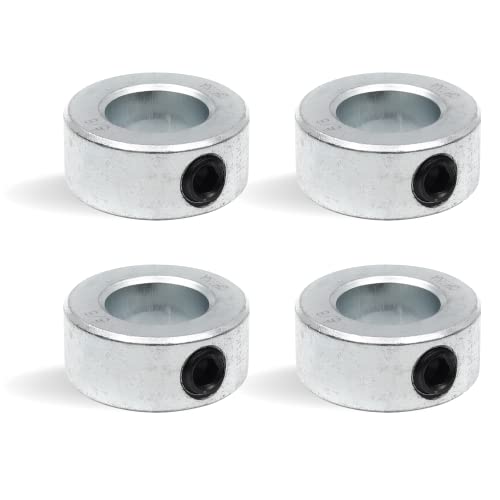 (4-Pack) 5/8” Bore Solid Steel Shaft Collars with Zinc Plated Coating - Durable Shaft Collars Suitable for Machinery and Industrial Use