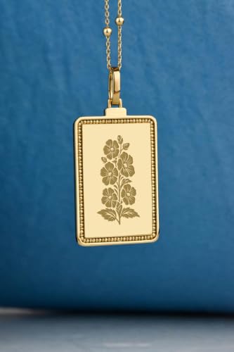 Collier pendentif rectangulaire argent plaqué or chaîne maille forçat 18 pouces - 2