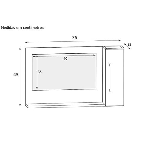 Espelheira Suspensa para Banheiro 1 Porta Berilo Estilare Preto