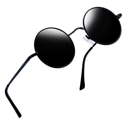 Óculos de Sol Redondos Femininos e masculinos Polarizados, Círculo Hippie Vintage Retrô Steampunk Armação de Metal Joopin Óculos de Sol para Mulheres e Homens com proteção UV (Preto)