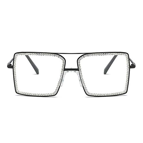Image of willochra Fashion Diamond Set clear lens Sun Glasses Women's Square Man-made Diamond Handmade Sun Glasses uv400
