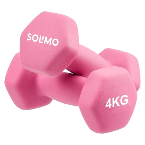 Image of Amazon Brand - Solimo Neoprene Dumbbell 4 Kg, Set of 2 (Light Pink)