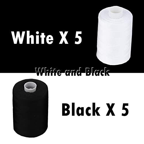 Simthread All Purposes Sewing Thread, 10 Spool 1000 Yards Polyester Thread For Sewing, Handy Polyester Sewing Threads For Sewing Machine - (White And Black Series) #TOP2