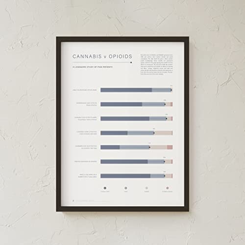 Goldleaf Cannabis V. Opioids Chart: A Pain Patient Study Infographic Art Print, Medical Marijuana Poster, Wellness Dispensary Decor, Weed Chart Wall Art, Print Only (18X24) #TOP6