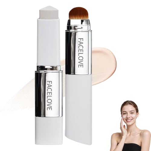 FACELOVE Foundation Stick mit Pinsel Intelligente Farbwechsel Foundation für Reife Haut 2-in-1 Makeup Stick mit LSF 15 Deckendes Make Up für ein natürliches Strahlen (Elfenbeinweiß)